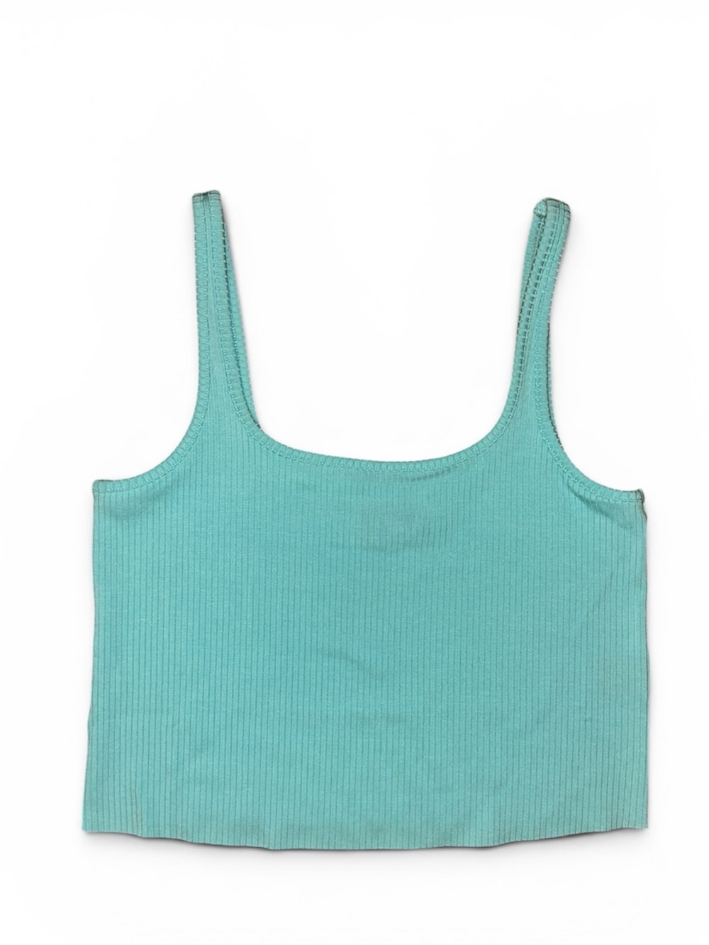 NWT WSLY Essex Ribbed Square Neck Tank in Lagoon Blue | Size L